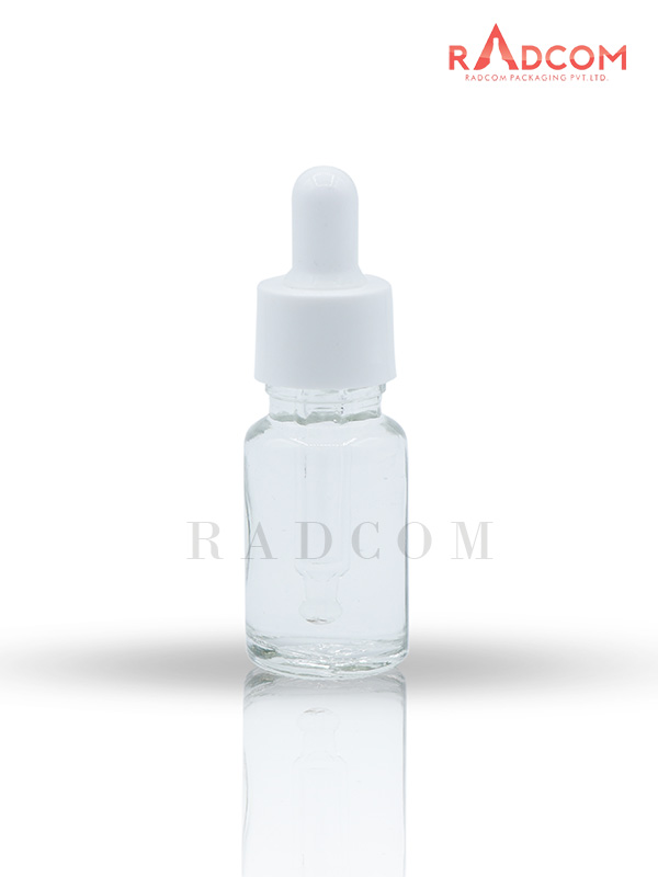 10ML Clear Glass Dropper Bottle with ABS White Dropper Set and White Teat And Glass Tube Of Upto 110mm